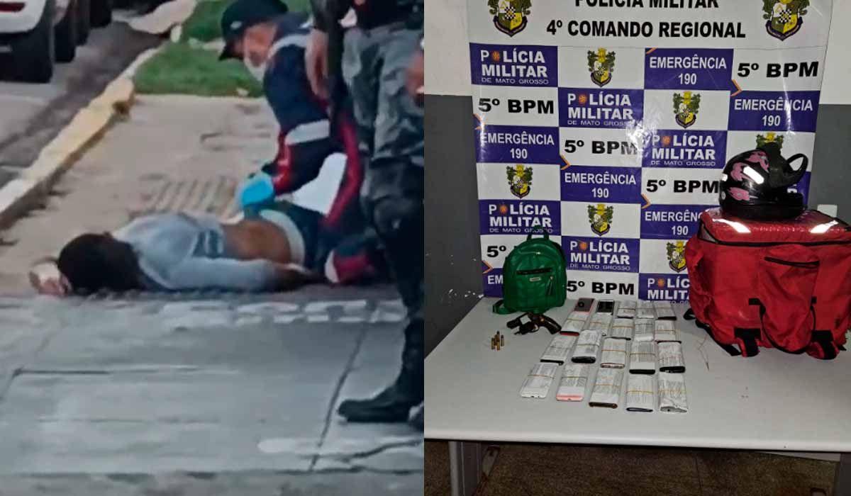 DEU RUIM  Ladrão invade loja de celulares, rouba 20 aparelhos e é baleado durante fuga em MT