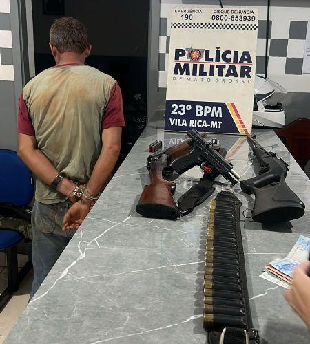 PM de Vila Rica prende homem de 50 anos por embriaguez e disparo de arma de fogo