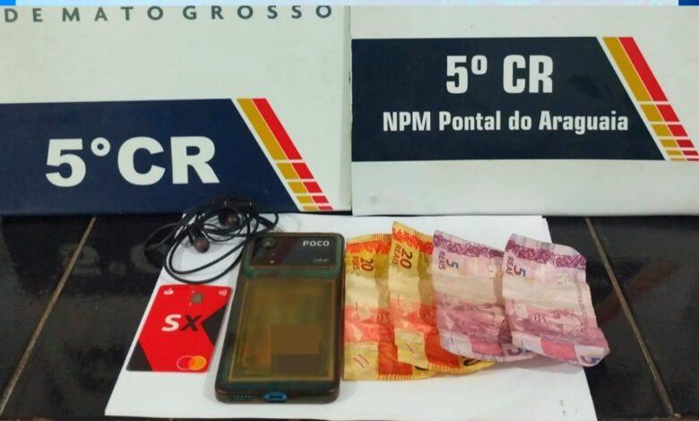 Após furto em Barra do Garças, jovem é preso pela PM em Pontal do Araguaia