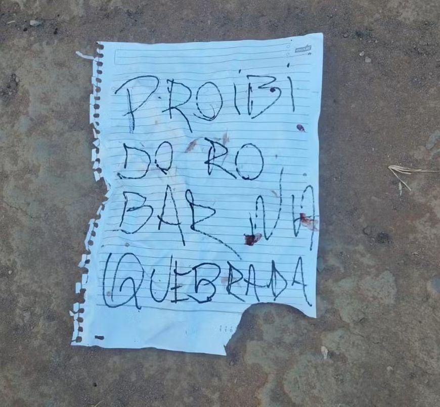 Jovem é encontrado morto ao lado de bilhete em MT: 'proibido roubar na quebrada'