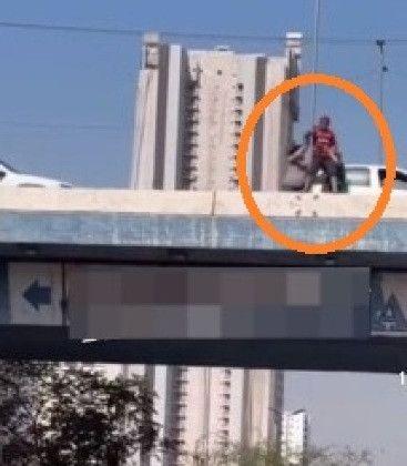 Motorista e pedestre impedem homem de pular de viaduto na Av. Miguel Sutil em Cuiabá