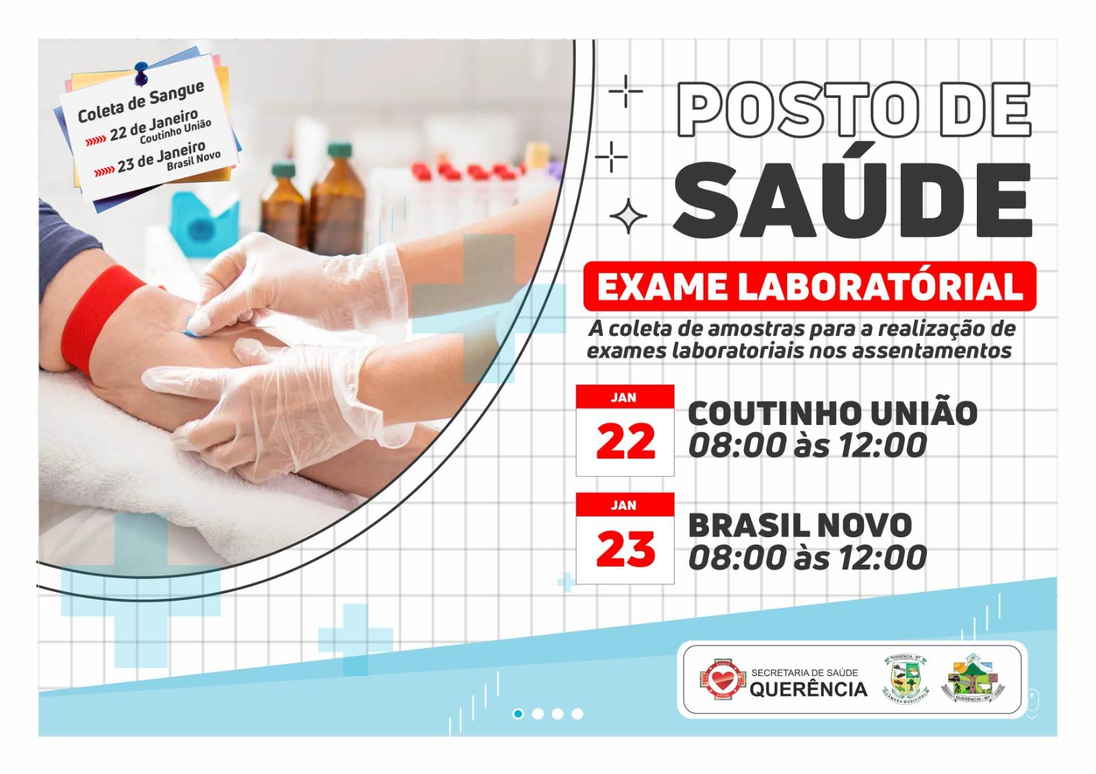 Datas para a coleta de exames laboratoriais