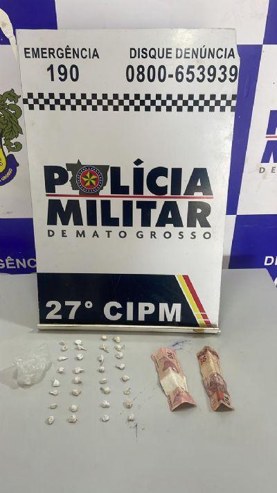 Polícia Militar prende suspeito de tráfico com mais de 30 invólucros de pasta base em Confresa